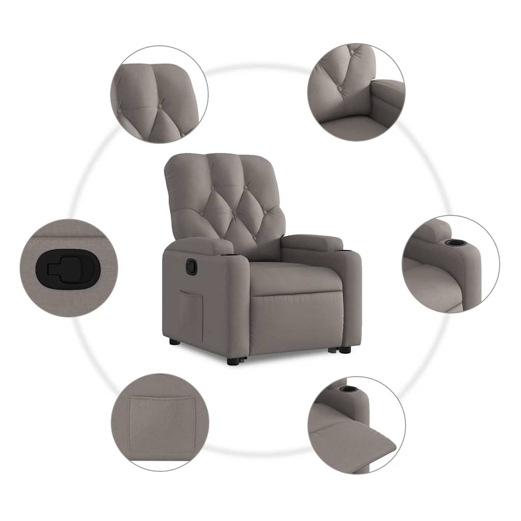 Fauteuil inclinable taupe tissu - XIOS