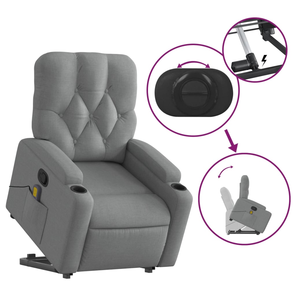 Fauteuil de massage inclinable Gris clair Tissu - XIOS