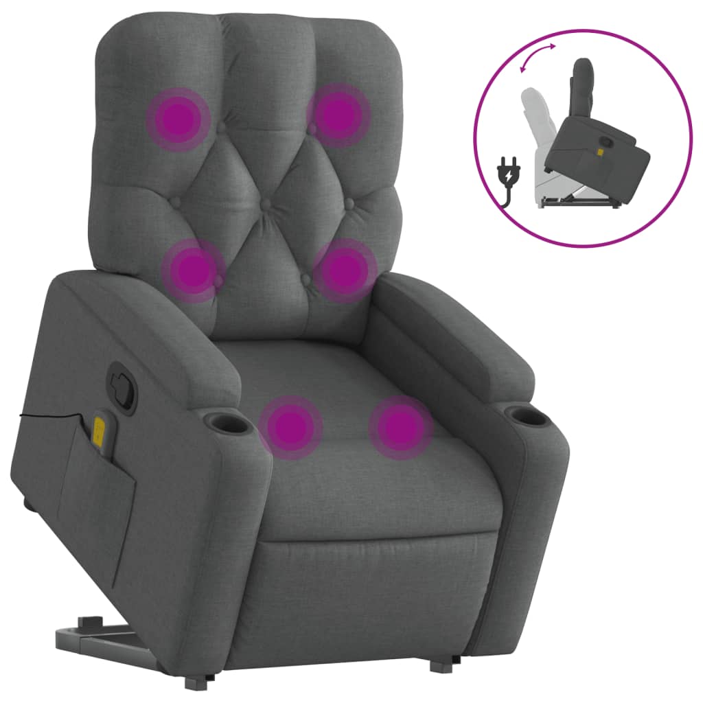 Fauteuil de massage inclinable Gris foncé Tissu - XIOS