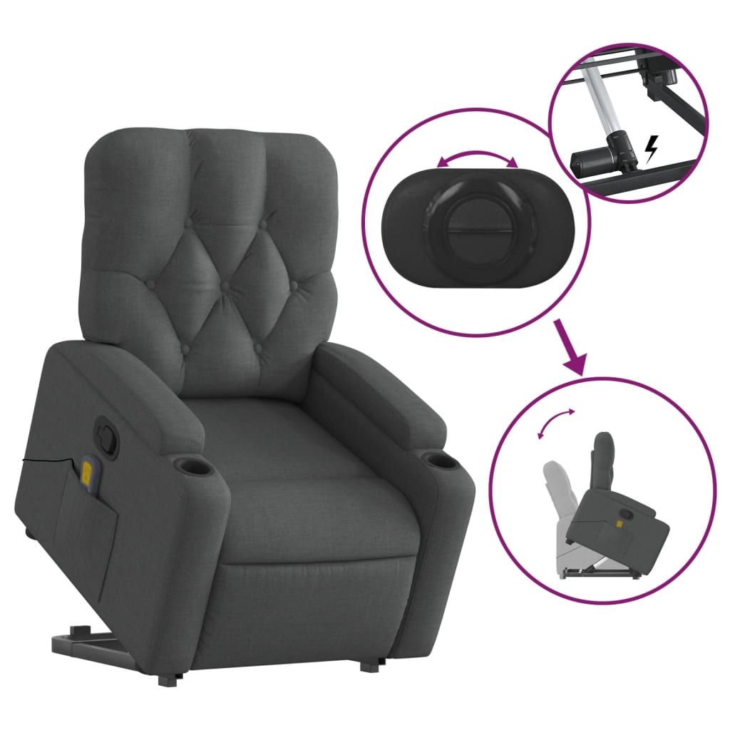 Fauteuil de massage inclinable Gris foncé Tissu - XIOS