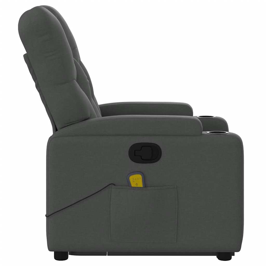 Fauteuil de massage inclinable Gris foncé Tissu