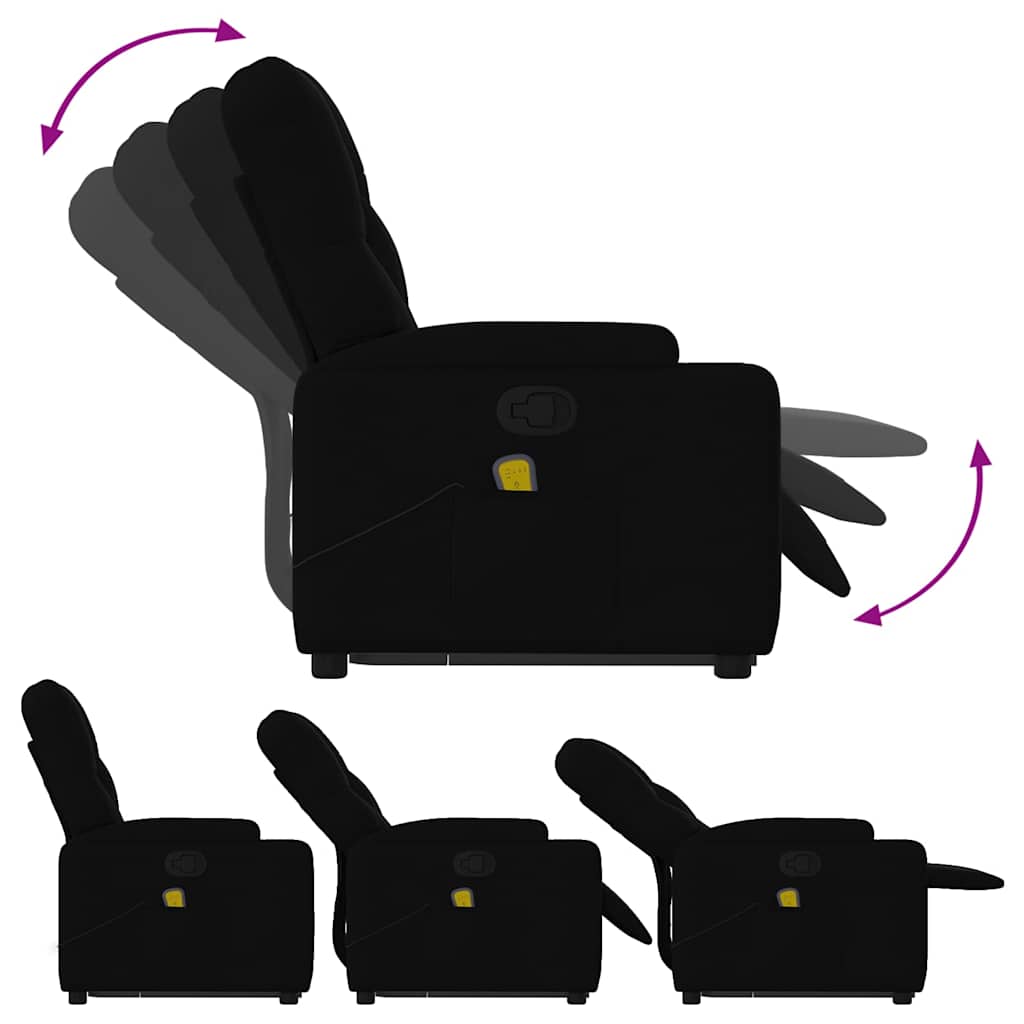 Fauteuil de massage inclinable Noir Tissu