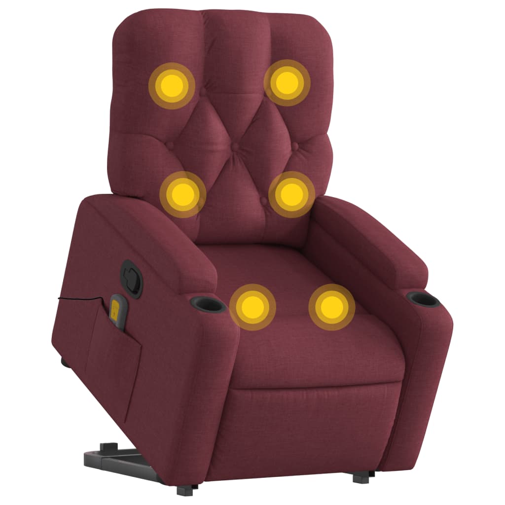 Fauteuil inclinable de massage Rouge bordeaux Tissu