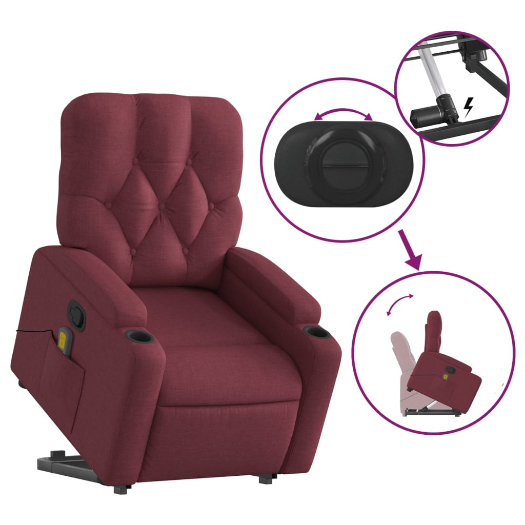 Fauteuil inclinable de massage Rouge bordeaux Tissu - XIOS