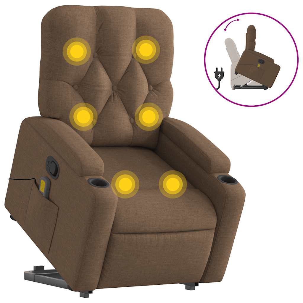 Fauteuil de massage inclinable Marron Tissu