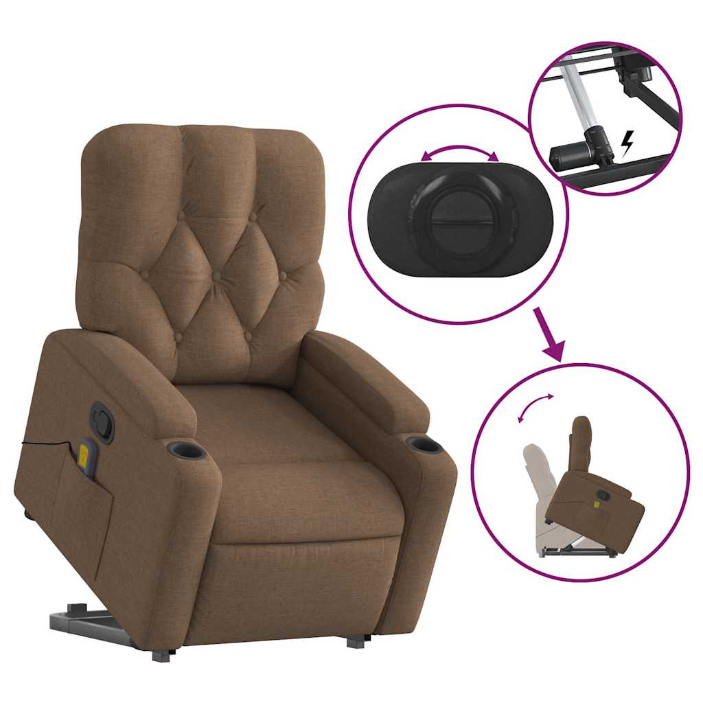 Fauteuil de massage inclinable Marron Tissu