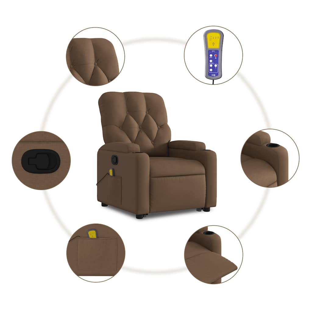 Fauteuil de massage inclinable Marron Tissu - XIOS