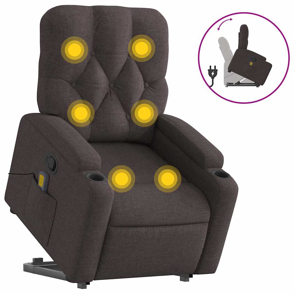 Fauteuil inclinable de massage Marron foncé Tissu