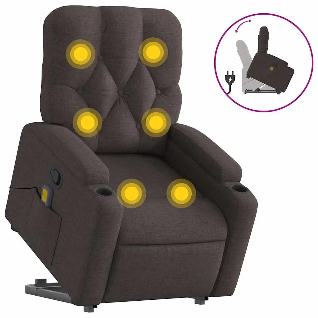 Fauteuil inclinable de massage Marron foncé Tissu - XIOS
