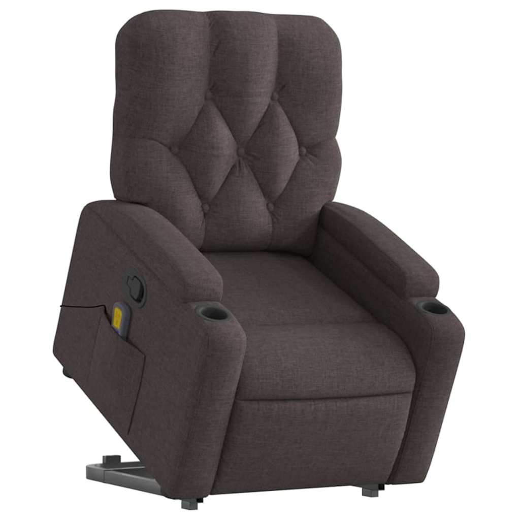 Fauteuil inclinable de massage Marron foncé Tissu