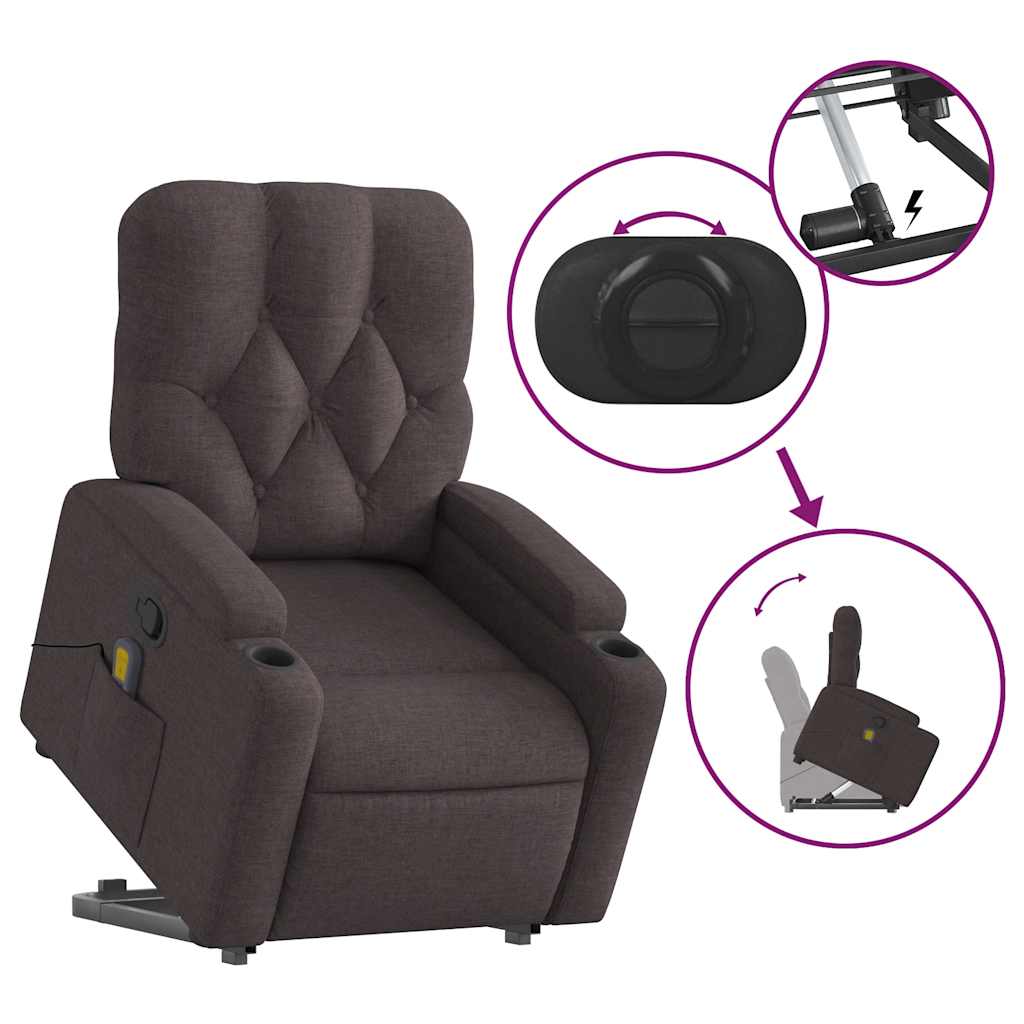 Fauteuil inclinable de massage Marron foncé Tissu