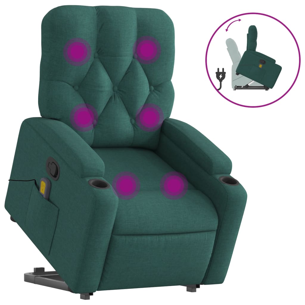 Fauteuil inclinable de massage Vert foncé Tissu - XIOS