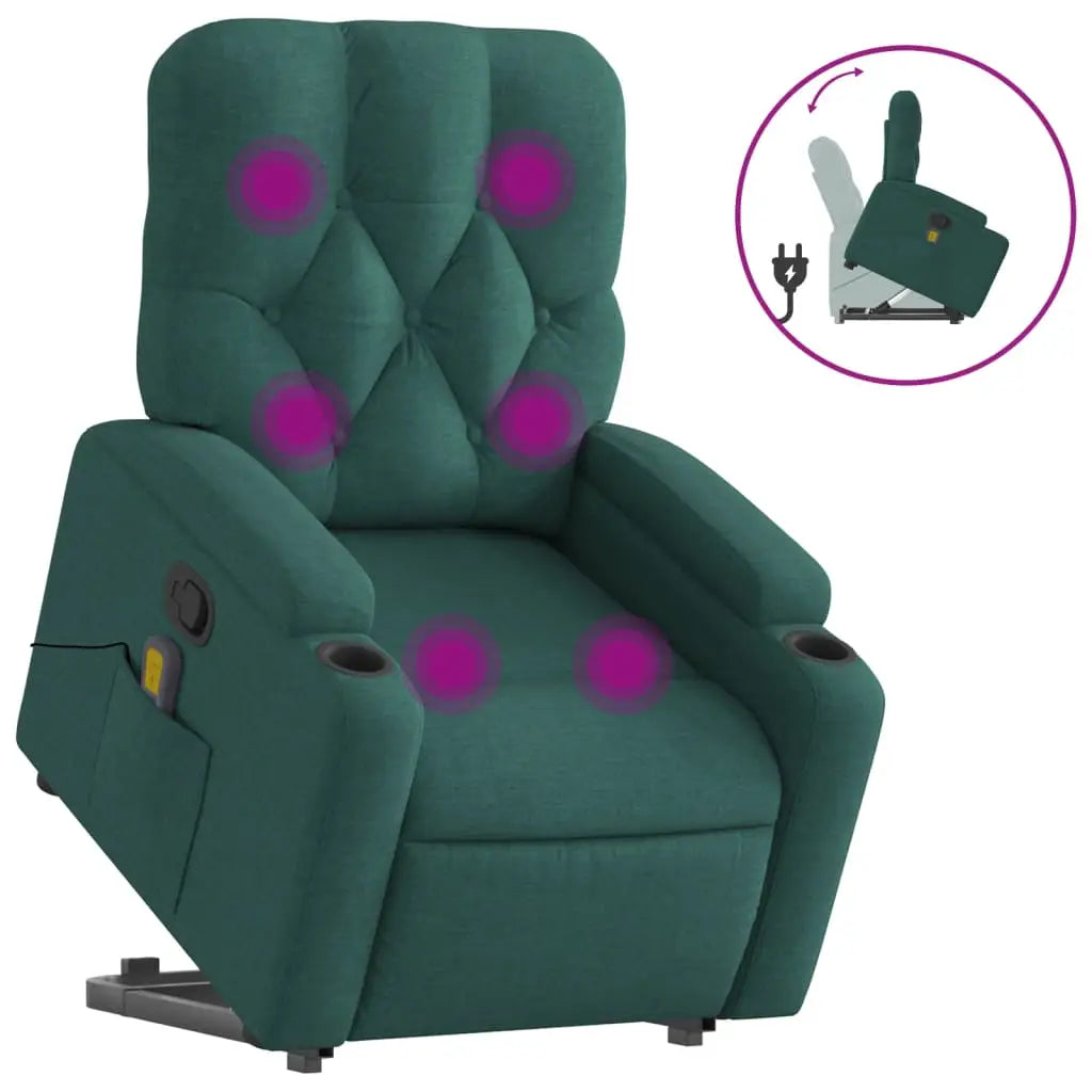 Fauteuil inclinable de massage Vert foncé Tissu - XIOS