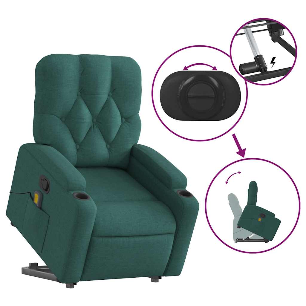 Fauteuil inclinable de massage Vert foncé Tissu - XIOS