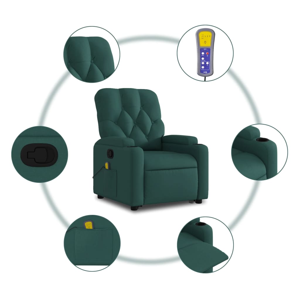 Fauteuil inclinable de massage Vert foncé Tissu - XIOS