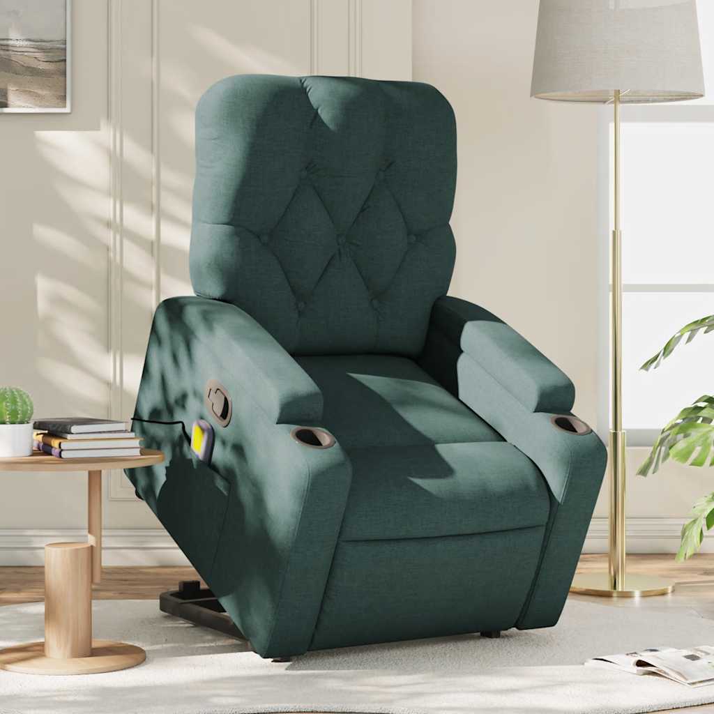 Fauteuil inclinable de massage Vert foncé Tissu - XIOS