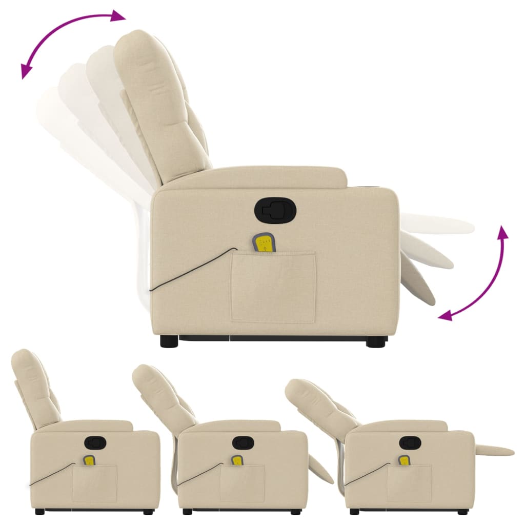 Fauteuil inclinable de massage Crème Tissu