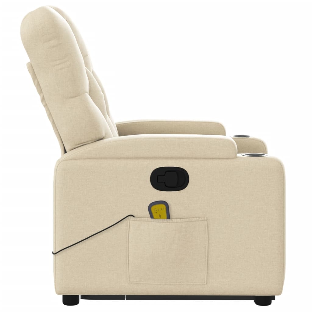 Fauteuil inclinable de massage Crème Tissu