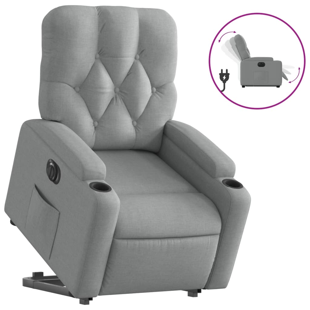 Fauteuil inclinable électrique gris clair tissu - XIOS
