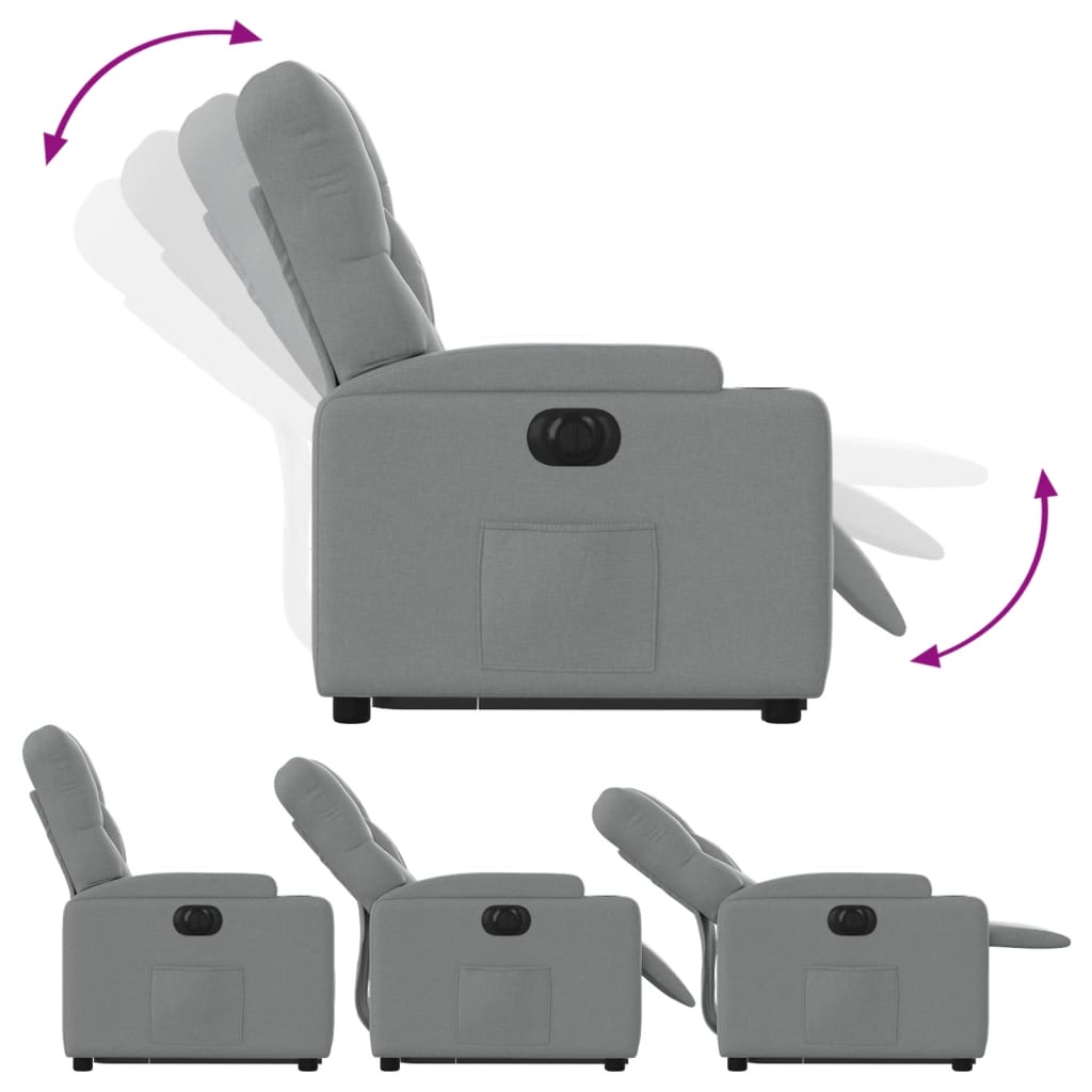 Fauteuil inclinable électrique gris clair tissu - XIOS