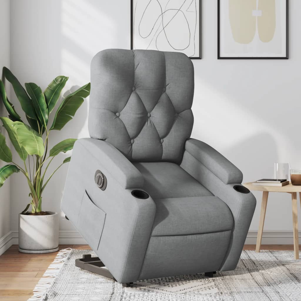 Fauteuil inclinable électrique gris clair tissu - XIOS