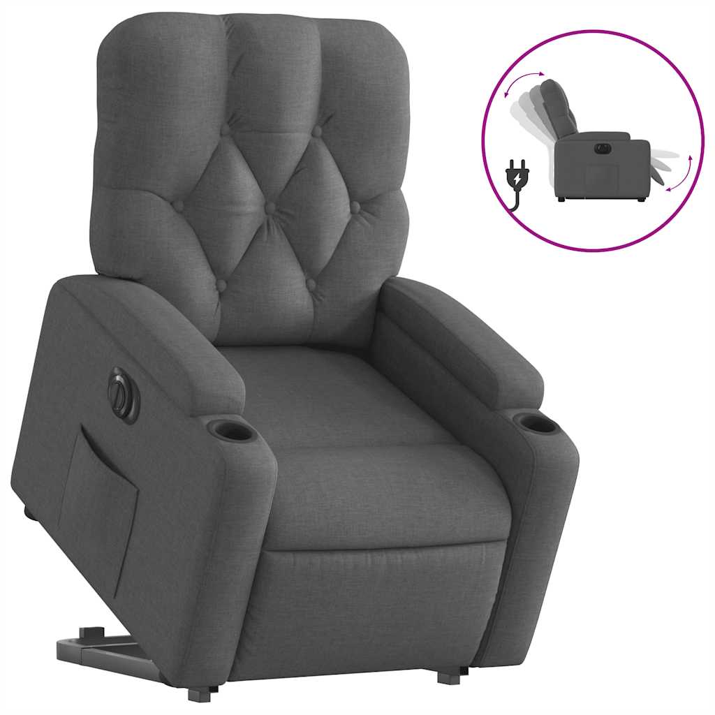 Fauteuil inclinable électrique gris foncé tissu - XIOS