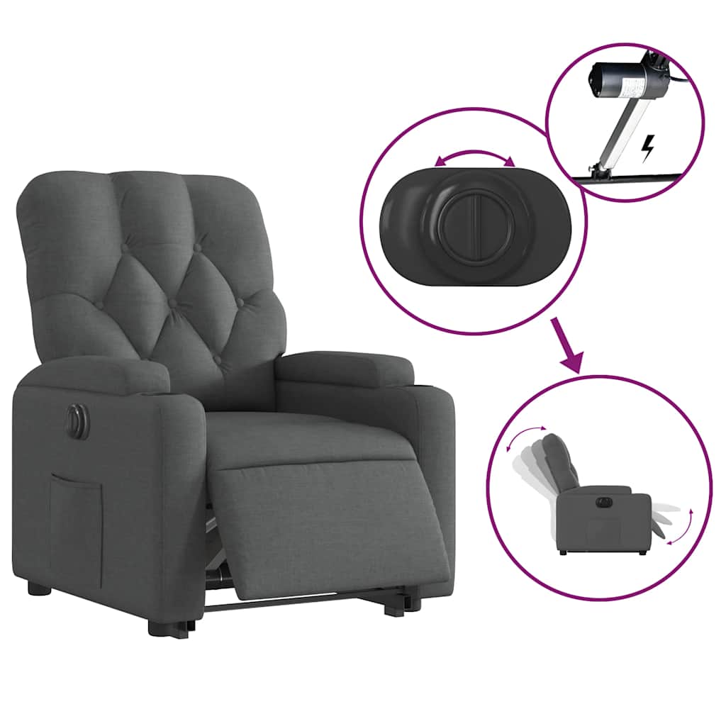 Fauteuil inclinable électrique gris foncé tissu - XIOS