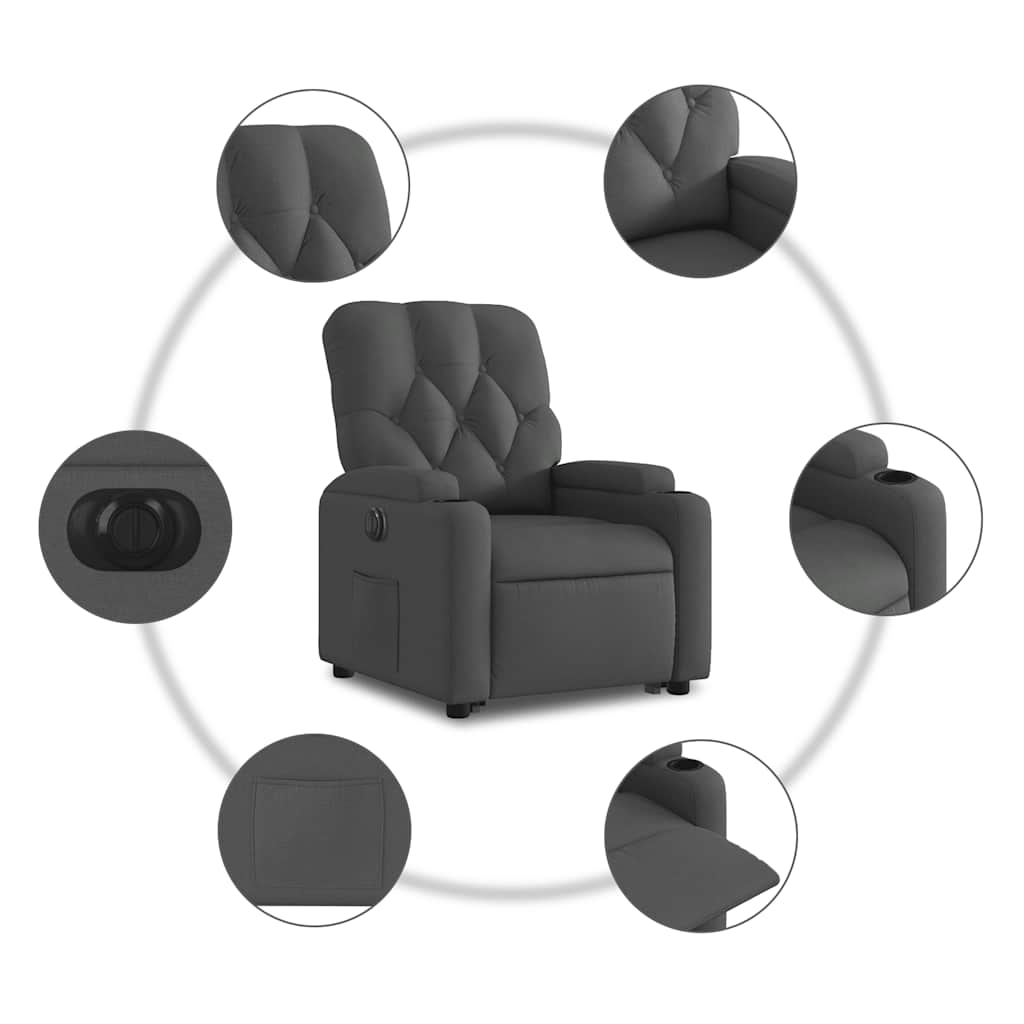 Fauteuil inclinable électrique gris foncé tissu - XIOS