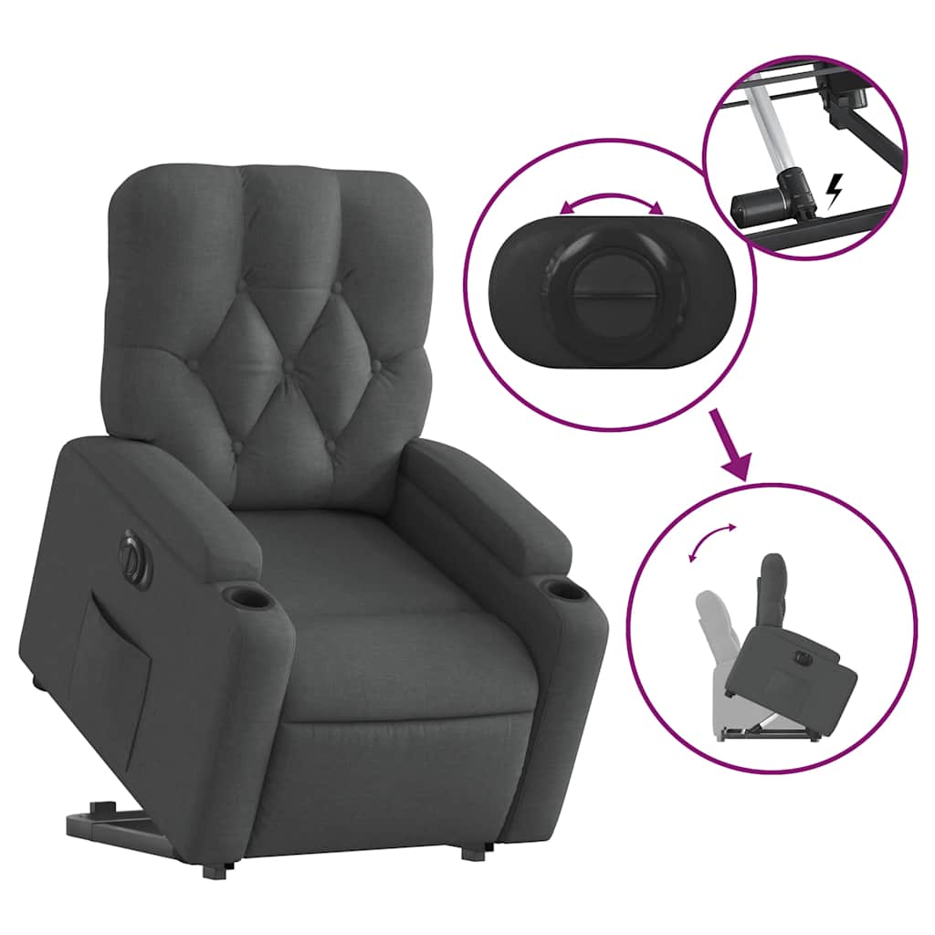 Fauteuil inclinable électrique gris foncé tissu - XIOS