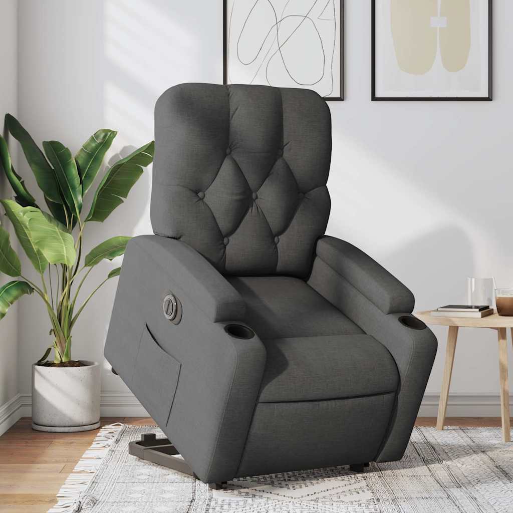 Fauteuil inclinable électrique gris foncé tissu - XIOS