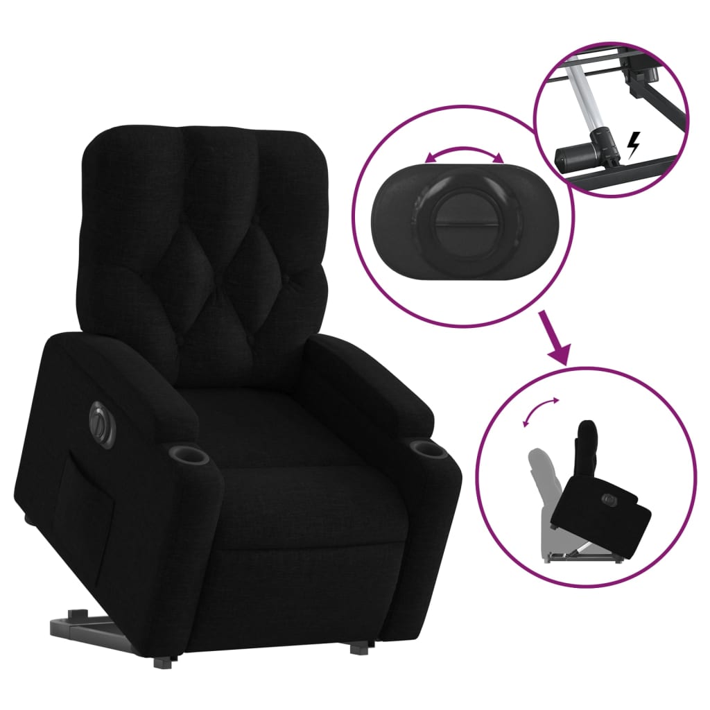 Fauteuil inclinable électrique noir tissu