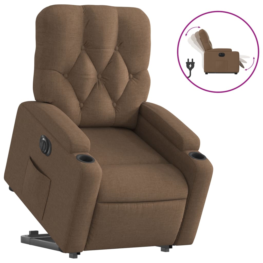 Fauteuil inclinable électrique marron tissu - XIOS
