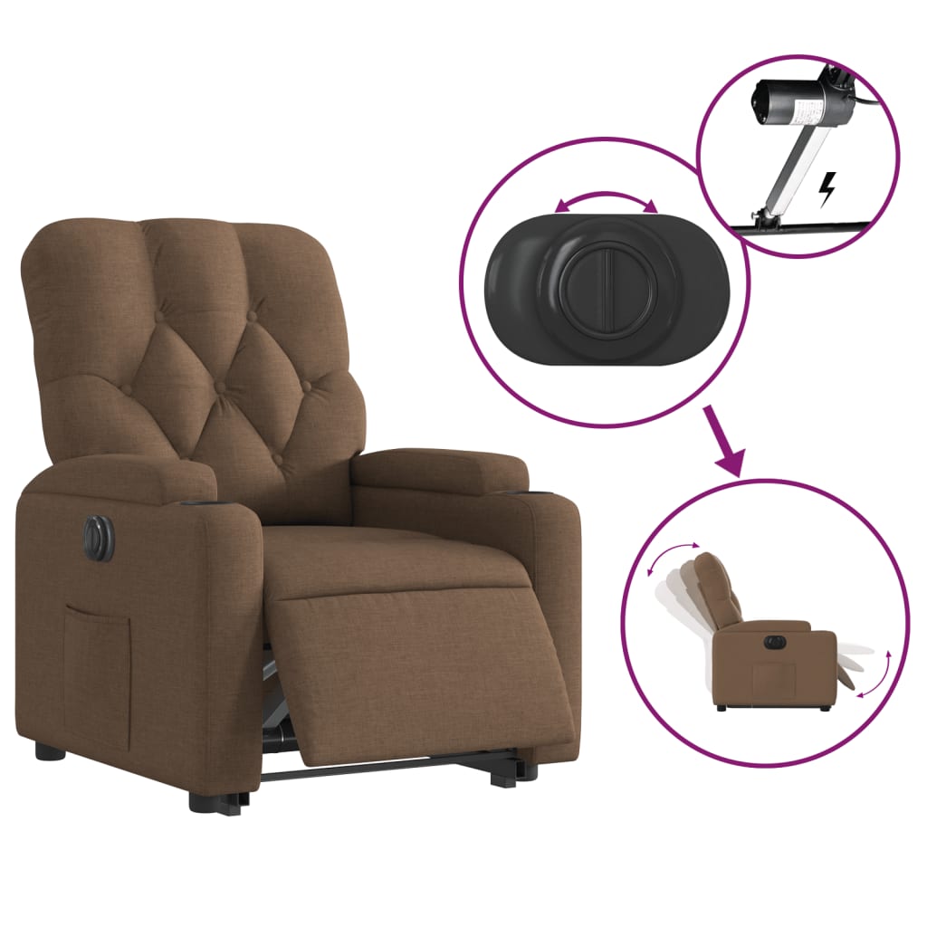 Fauteuil inclinable électrique marron tissu - XIOS