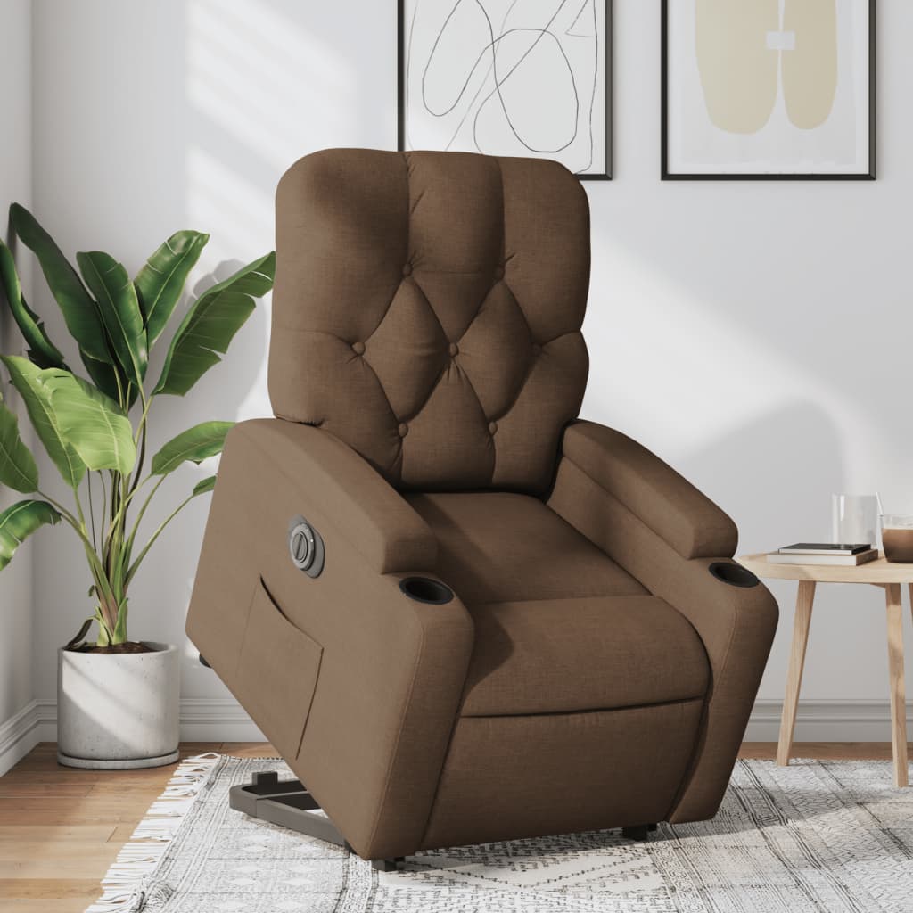 Fauteuil inclinable électrique marron tissu - XIOS