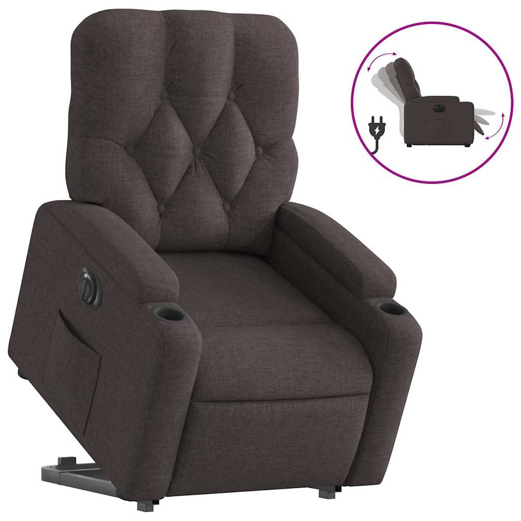 Fauteuil inclinable électrique marron foncé tissu - XIOS