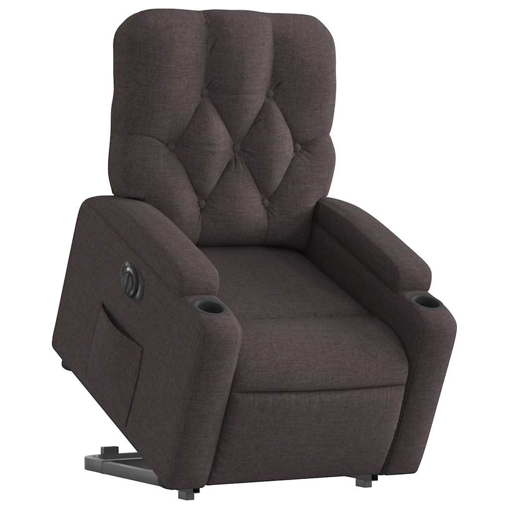 Fauteuil inclinable électrique marron foncé tissu - XIOS