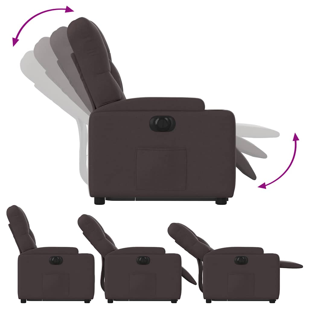Fauteuil inclinable électrique marron foncé tissu - XIOS