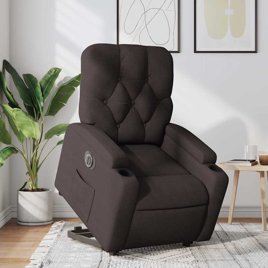 Fauteuil inclinable électrique marron foncé tissu - XIOS