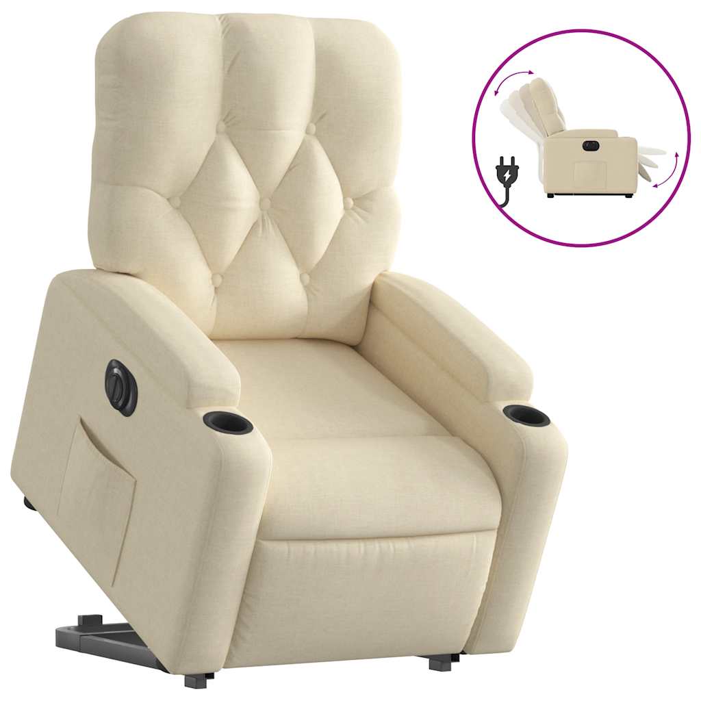 Fauteuil inclinable électrique crème tissu
