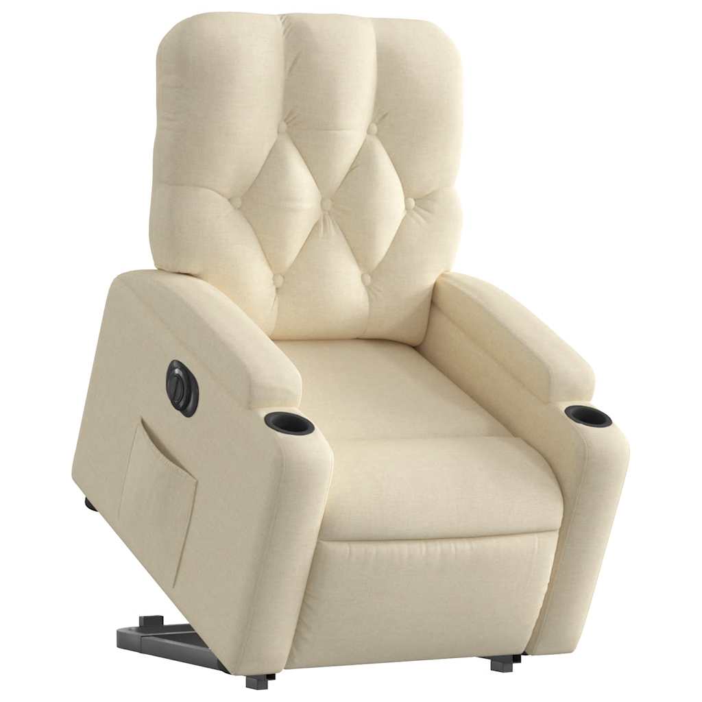 Fauteuil inclinable électrique crème tissu