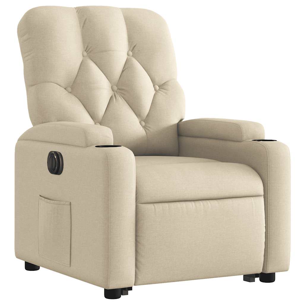 Fauteuil inclinable électrique crème tissu