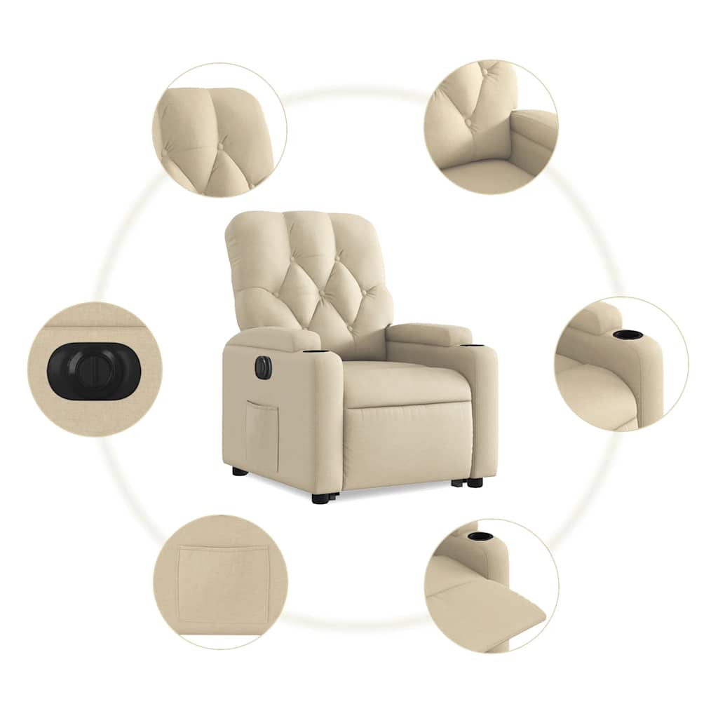 Fauteuil inclinable électrique crème tissu