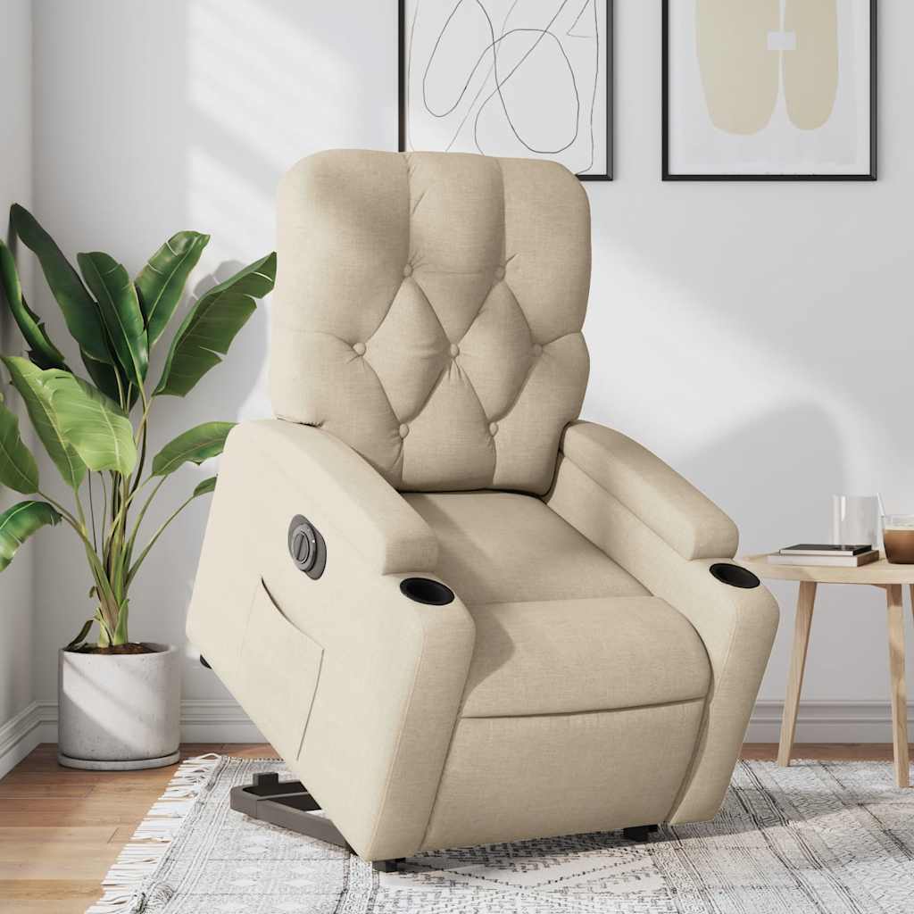 Fauteuil inclinable électrique crème tissu