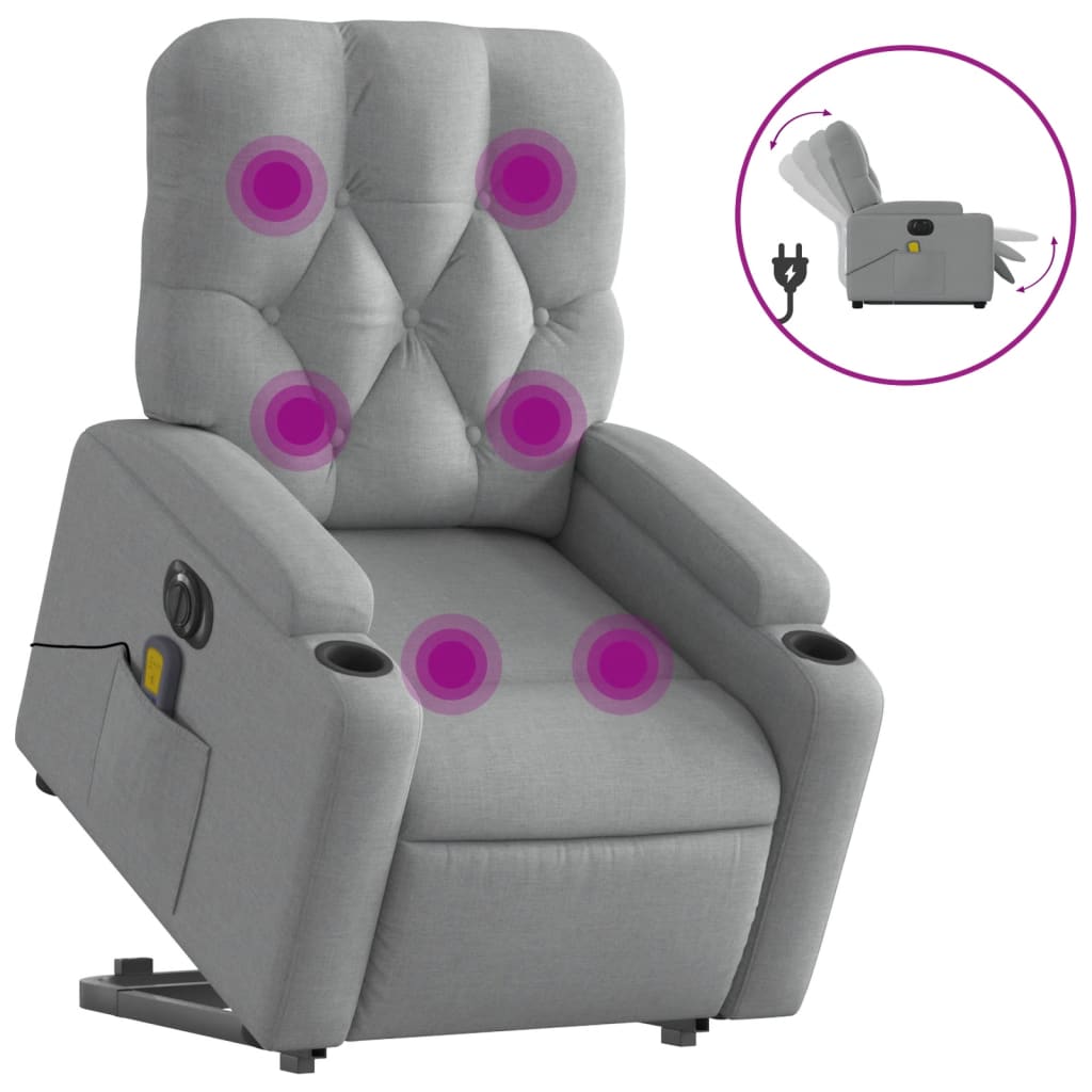 Fauteuil inclinable de massage électrique Gris clair Tissu - XIOS