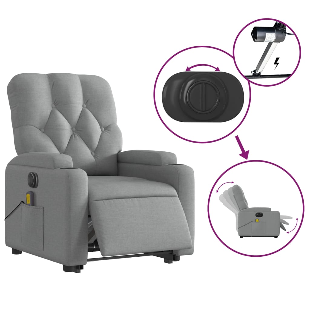 Fauteuil inclinable de massage électrique Gris clair Tissu - XIOS