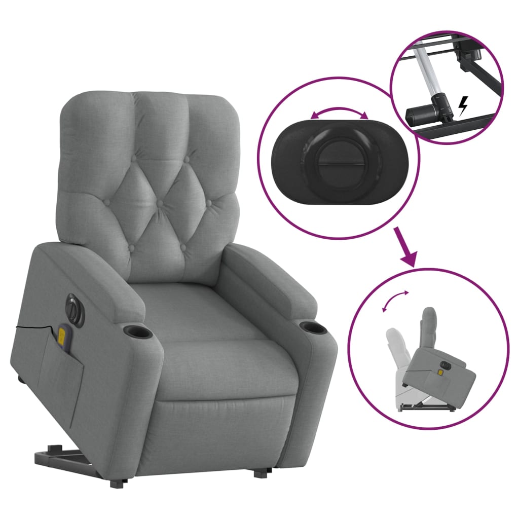 Fauteuil inclinable de massage électrique Gris clair Tissu - XIOS