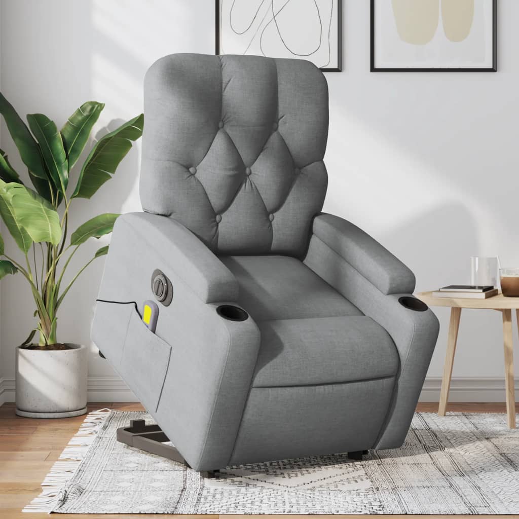 Fauteuil inclinable de massage électrique Gris clair Tissu - XIOS
