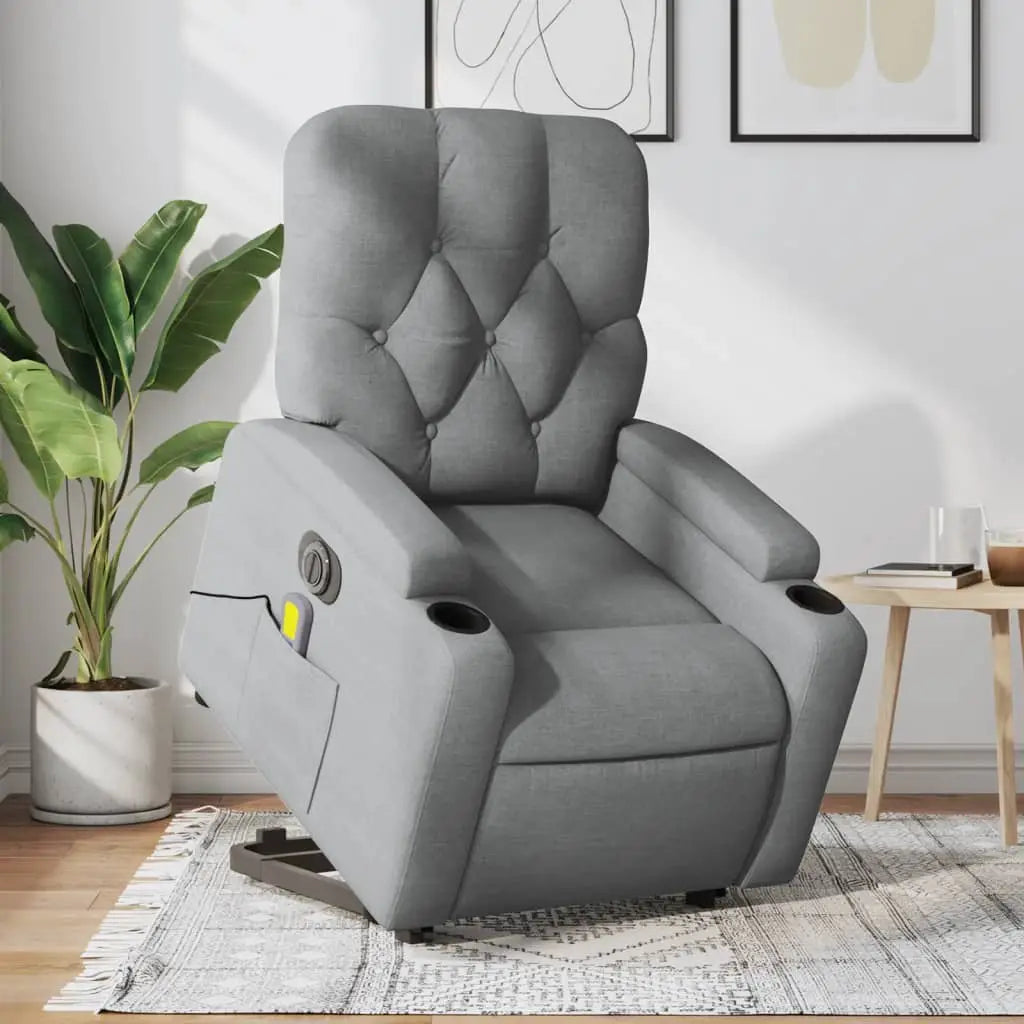 Fauteuil inclinable de massage électrique Gris clair Tissu - XIOS