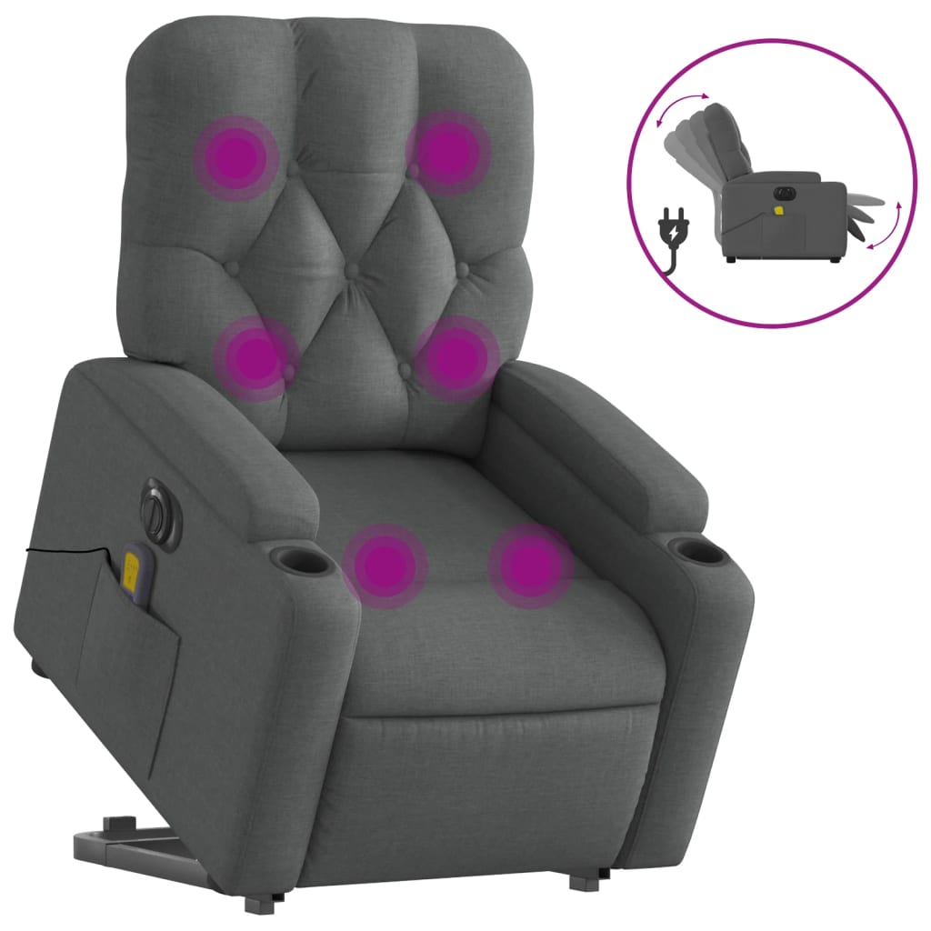 Fauteuil inclinable de massage électrique Gris foncé Tissu - XIOS