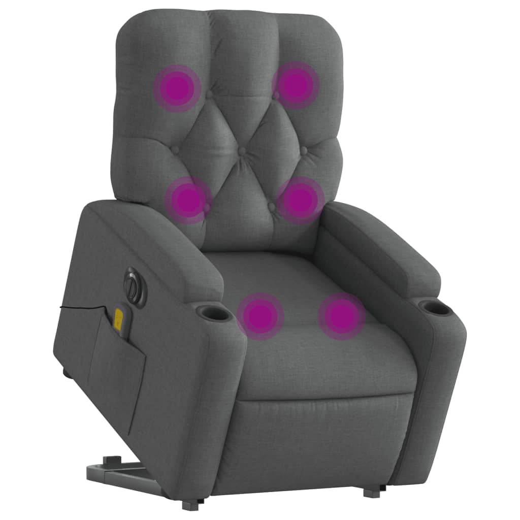 Fauteuil inclinable de massage électrique Gris foncé Tissu - XIOS